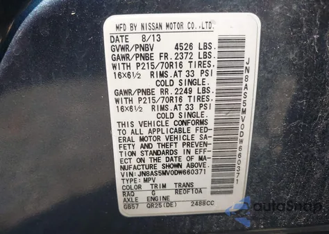 2013 Nissan Rogue S z USA, uszkodzony, nr VIN JN8AS5MV0DW660371